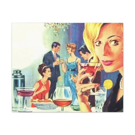 mcm cocktail party wall art retro cocktail canvas wall art etsy