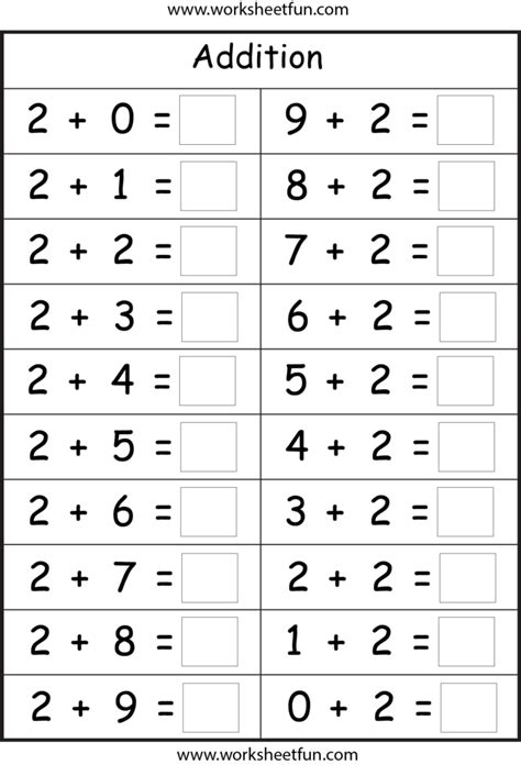 Addition Worksheets | Math fact worksheets, Kindergarten math worksheets free, Kindergarten ...