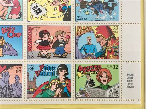 Vintage Framed Artwork 1995 Sheet Mint Stamps Usa Comic Strip Etsy