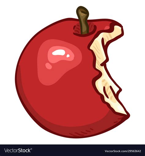 Cartoon Bitten Red Apple Royalty Free Vector Image