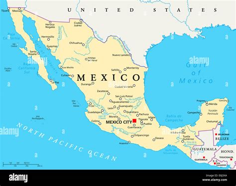 Mexico Highly Detailed Editable Political Map With La