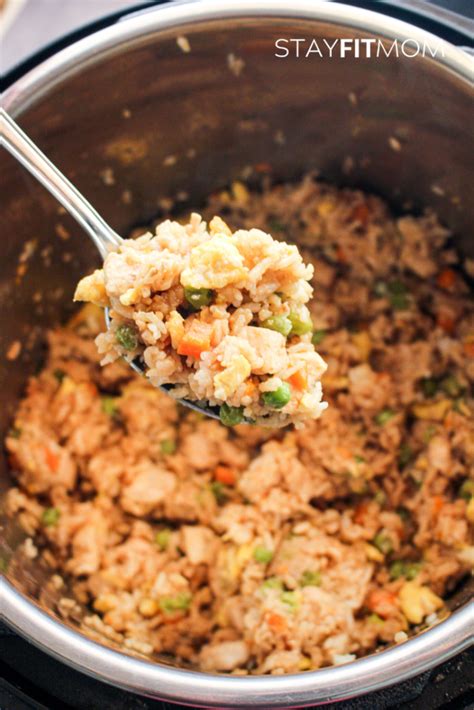 Make a well in the middle of the rice and add beaten eggs. Instant Pot Chicken Fried Rice - Stay Fit Mom
