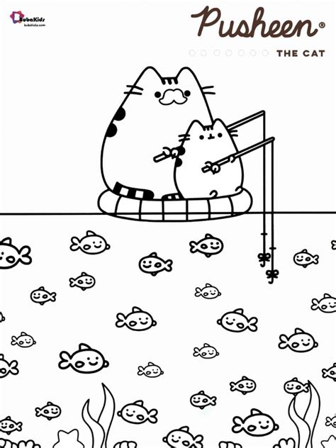 Pusheen The Cat Fishing Coloring Pages