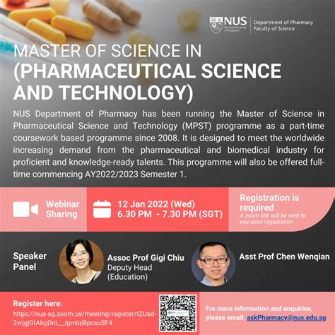 Webinar Sharing On The Master Of Science In Pharmaceutical Science