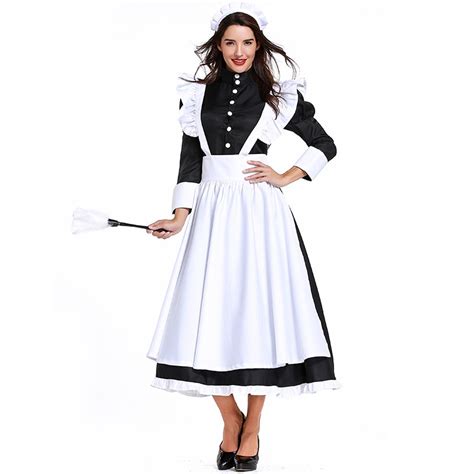 Halloween Adult Women Traditional French Maid Lolita Costume Deluxe