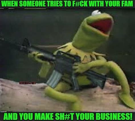 Download Meme Kermit With A Gun Png And  Base