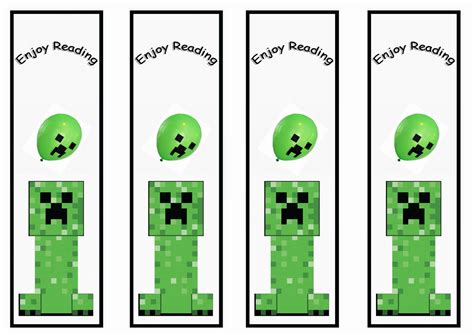 Minecraft Bookmarks Birthday Printable