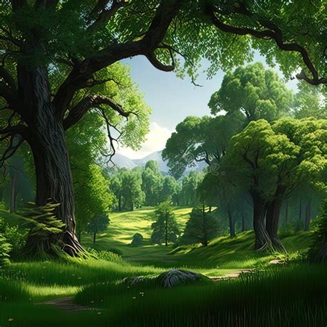 Beautiful Green Forest Scenery Stock Illustration Illustration Of