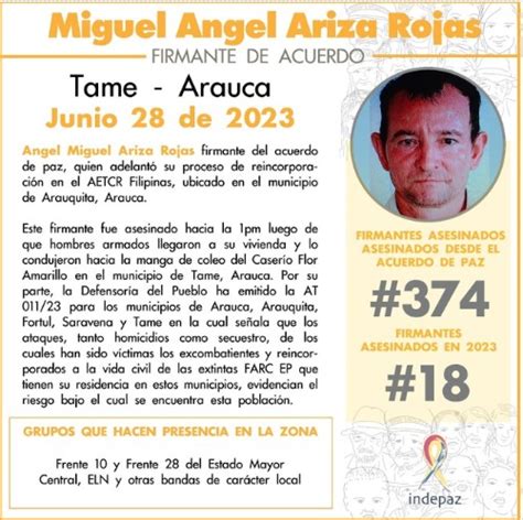 Asesinan A Otro Firmante Del Acuerdo De Paz En Tame Arauca News Radio Arauca