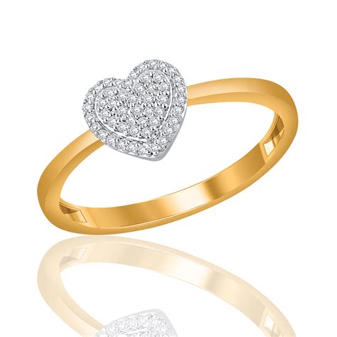 10k Yellow Gold Diamond Heart Ring Charm Diamond Centres