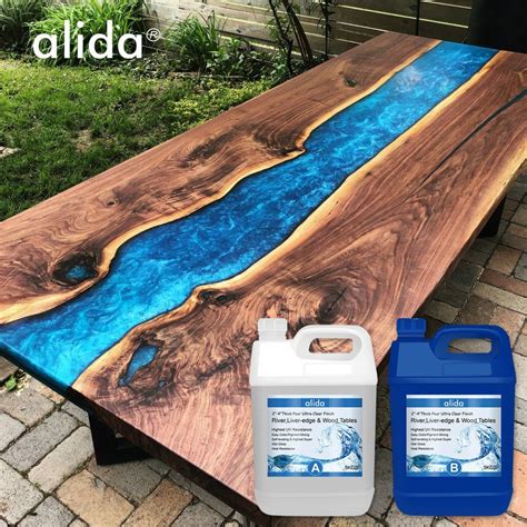 Wooden Slab Table Top River Dining Table Solid Wood Clear Epoxy Resin