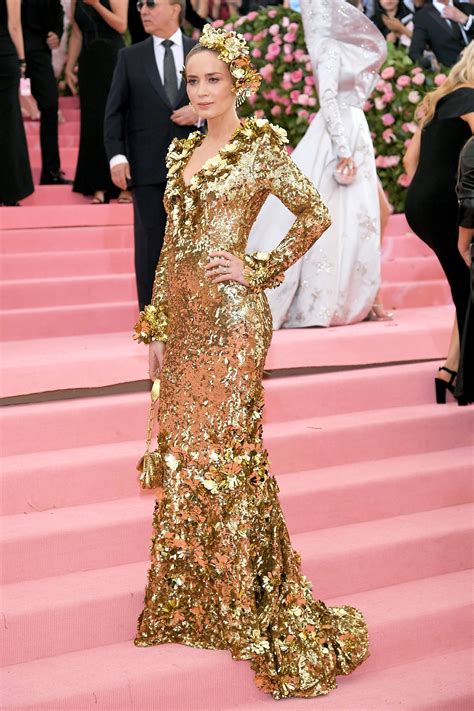 Emily Blunt Is Solid Gold In A Michael Kors Collection Dress At The Met Gala Met Gala