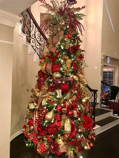 Traditional Red Gold And Green Christmas Tree Designed By Arcadia