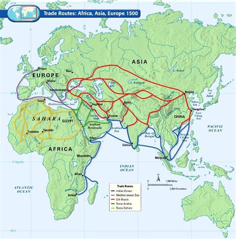 Trade Routes Africa Asia Europe 1500 Ad Asian And African Routes