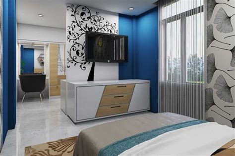 Cat dinding kamar 2 warna pink dan biru. Inspirasi Desain Kamar Tidur dengan Warna Biru yang Syahdu ...