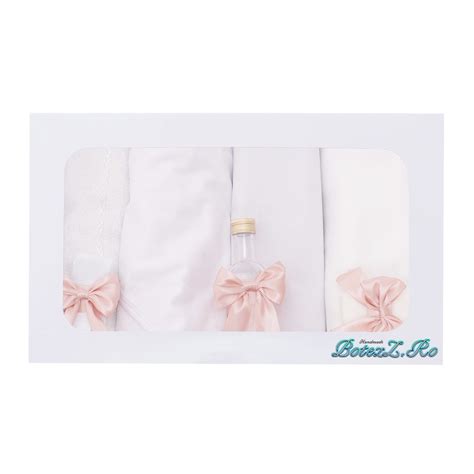 Комплект за кръщене с ангелчета несесер и свещ прашен розово бял цвят 8 бр Emag Bg