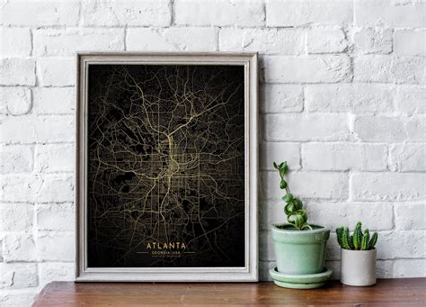 Atlanta Gold Map Poster Atlanta Black Gold Map Art Atlanta | Etsy in 2020 | Atlanta map art ...