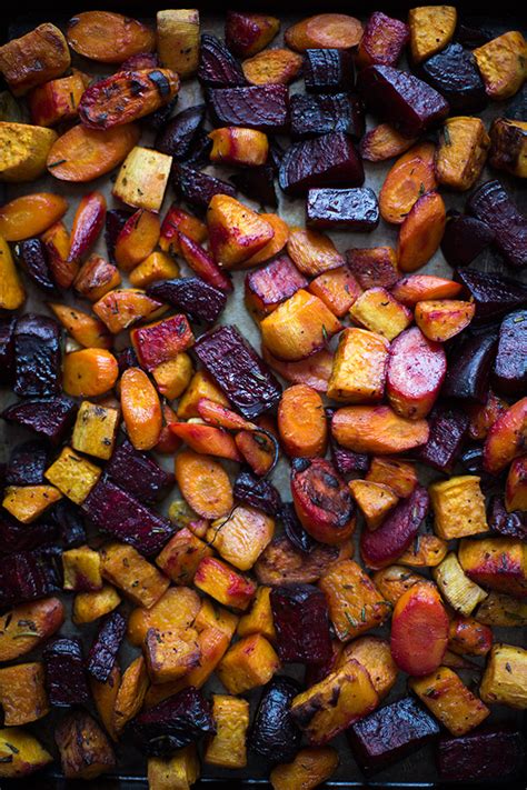 Drizzle with 3 tablespoons of the oil, and sprinkle with 1 teaspoon of the salt and 1/2 teaspoon of the black pepper. Roasted Root Vegetables | Slim Palate
