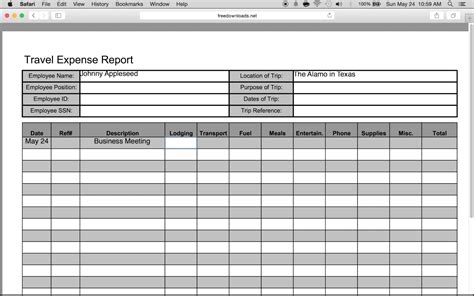 Microsoft Expense Report Generic Expense Report Expense Spreadsheet