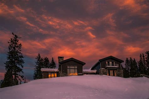 Winter Sunset Over Houses By Jørn Allan Pedersen