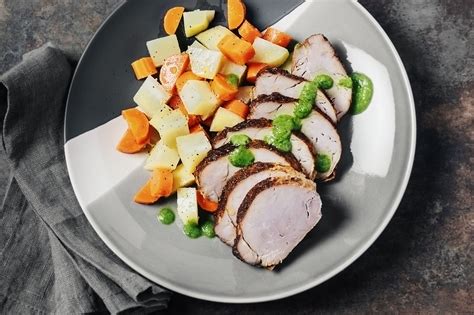 Let stand 5 minutes before slicing. Herbed Roast Pork Loin and Potatoes