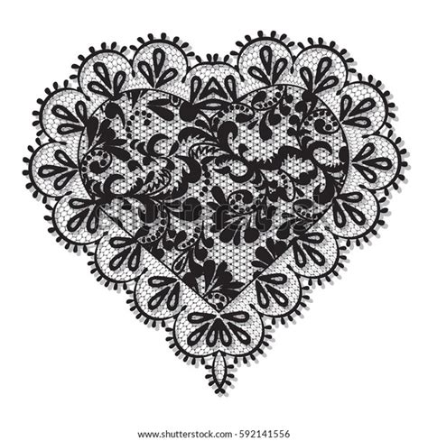 Black Lace Heart Greeting Card Happy Stock Illustration 592141556