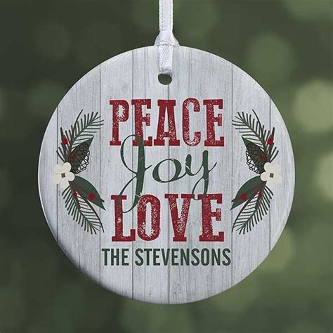 Personalized Peace Love Joy Rustic Christmas Ornament Rustic