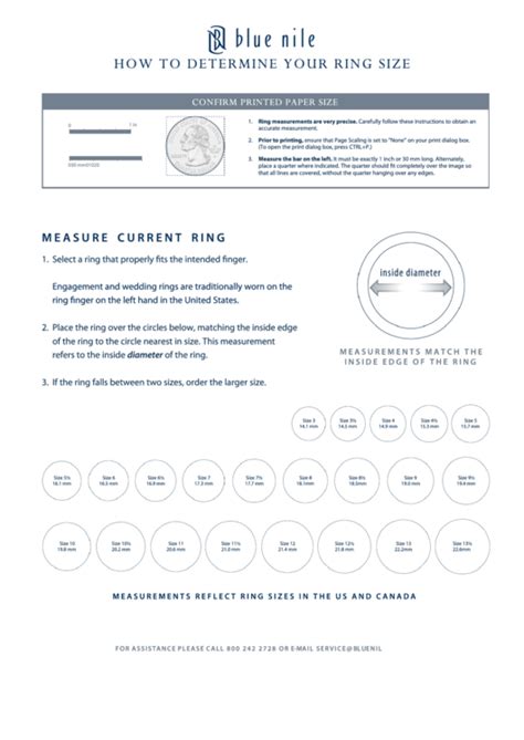 Blue Nile Ring How To Determine Your Ring Size Printable Pdf Download