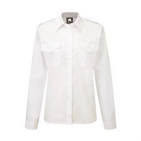 Cotton White Premium Full Sleeves Ladies Pilot Shirt Size Large And