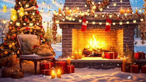 Relaxing Christmas Music Snow Falling Cozy Christmas Fireplace Instrumental Christmas