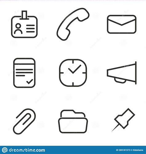 Vector Illustration On The Theme Office Icons Stock Vector