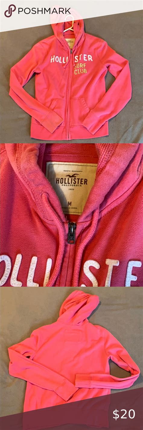 Hollister Size Medium Full Zip Pink Hoodie Used Clean Used Pink