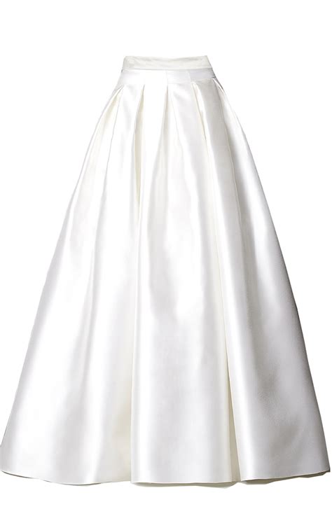 Bridal White Satin Box Pleated Circular Skirt Elizabeths Custom Skirts