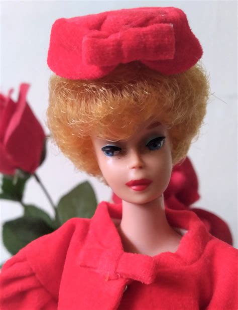 barbie 1960 s vintage blonde bubblecut doll in red flare etsy