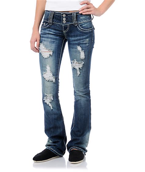 Almost Famous Malorie Medium Blue Ripped Bootcut Jeans Zumiez
