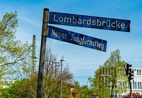 Streetsigns In Hamburg Jungfernstieg City Of Hamburg Germany May