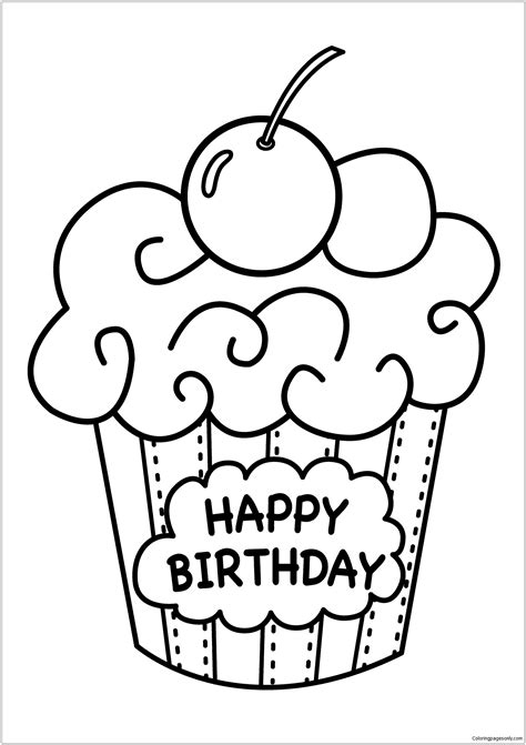 Cake Birthday Coloring Page Free Printable Coloring Pages