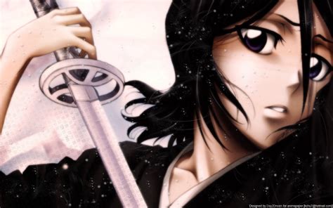 Black Hair Bleach Close Kuchiki Rukia Short Hair Sword Weapon