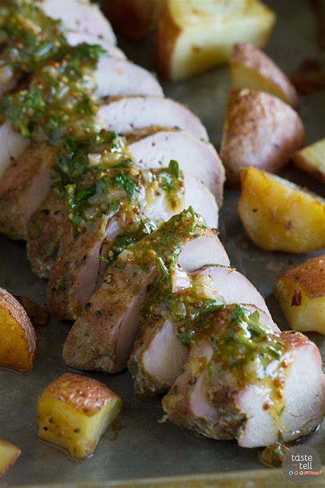 The basic tenants of this recipe are as follows. Roasted Pork Tenderloin with Potatoes and Mustard Sauce ...