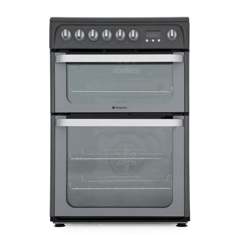 buy hotpoint hue61g ceramic electric cooker with double oven hue61gs graphite marks electrical