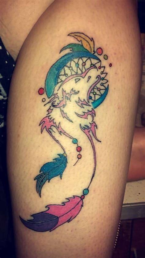 Wolf Moon Dream Catcher Tattoo
