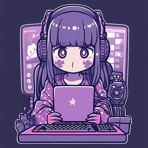 Premium Ai Image Minimal Japanese Kawaii Gamer Girl Chibi Anime