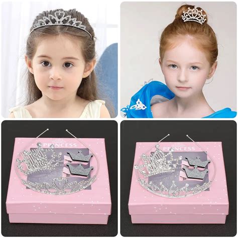 Cute Princess Crown Hairband Hairpin T Set For Baby Girls Hair Head