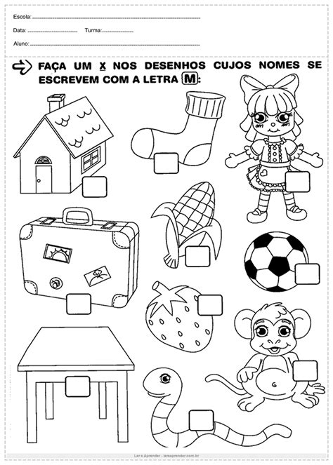 Atividades De Portugu S Ano Desenhos Com A Letra M Ler E Aprender