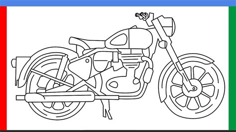 Bullet Drawing How To Draw Bullet Royal Enfield Bike Step By Step
