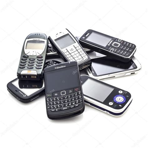 A Collection Of Old Mobile Cell Phone Stock Editorial Photo