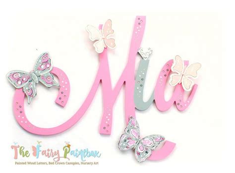 Crystal Butterfly Painted Wall Letters Butterfly Nursery Room Letters