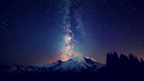Mountains Landscapes Nature Outer Space Trees Night Stars