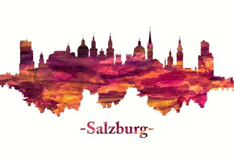 Premium Photo Salzburg Austria Skyline In Red
