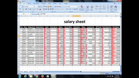 How To Make Salary Sheet Using Microsoft Excelstep By Step Hindi